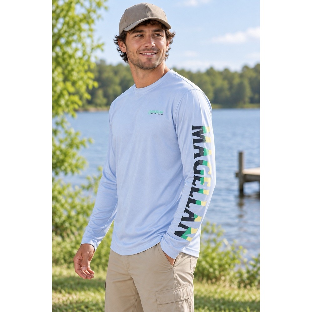 Magellan Outdoors Fish Gear Men's Small Blue Long Sleeve Fishing Shirt
